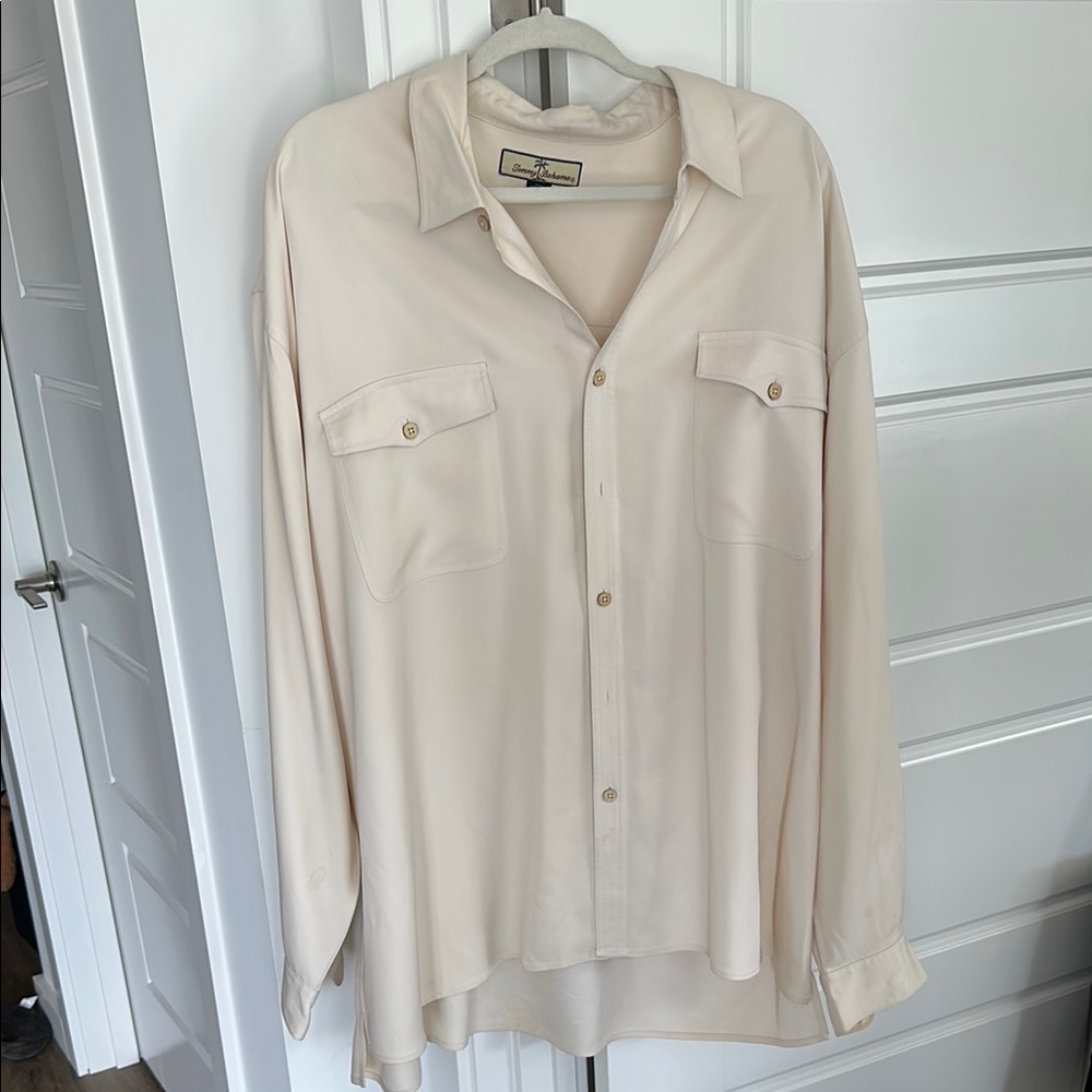 Men’s Vintage Silk Tommy Bahama Ivory Button-Up Shirt